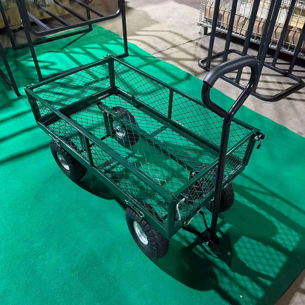 WÓZEK TRANSPORTOWY OGRODOWY 200 KG OTWIERANE BURTY DUŻE POMPOWANE KOŁA