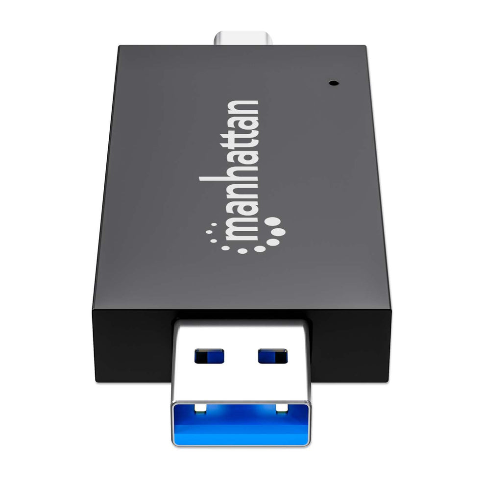 Manhattan Lecteur de Cartes Multiformat USB-A/USB-C, 5 Gbps USB 3.0, SD et microSD, Noir/Translucide