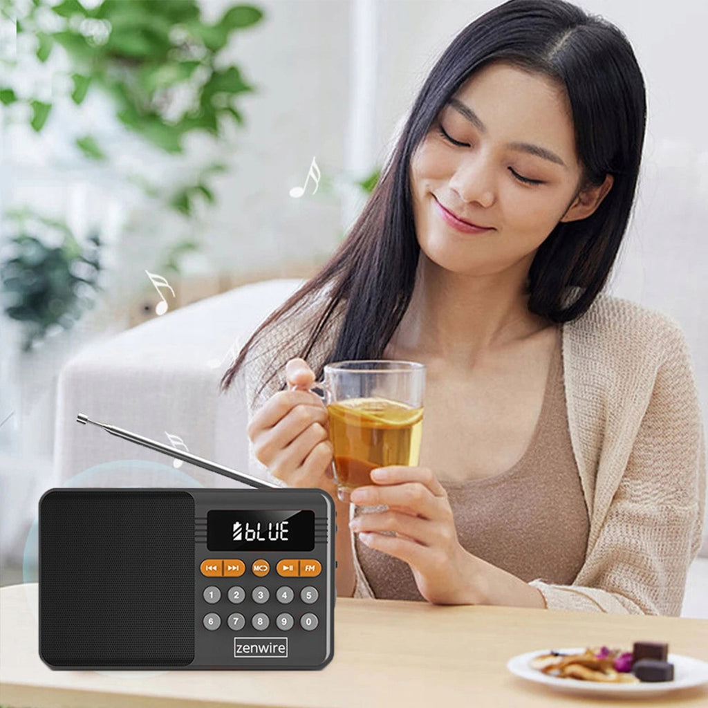 Mini radio FM Bluetooth portable à piles, haut-parleur sans fil pour la cuisine Zenwire YSF-005BT