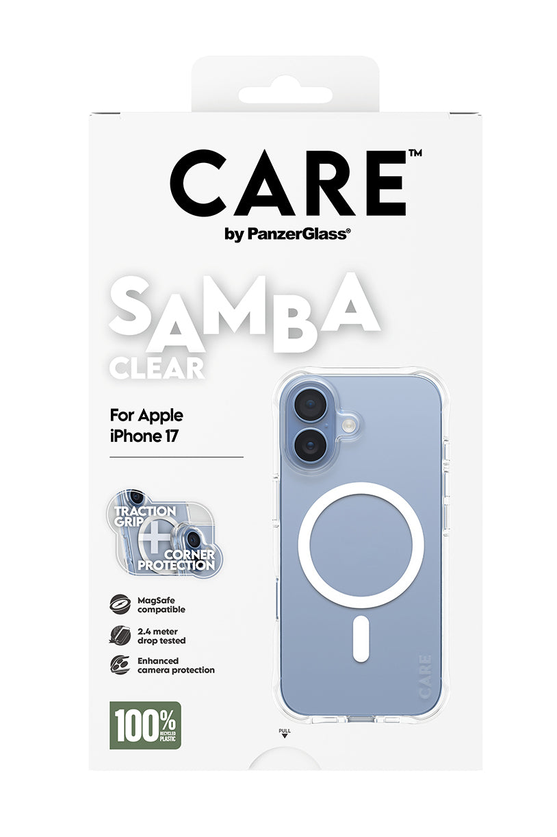 PanzerGlass CARE™ by ® Samba Case Transparent w. White MagSafe iPhone 17 coque de protection pour téléphones portables Housse