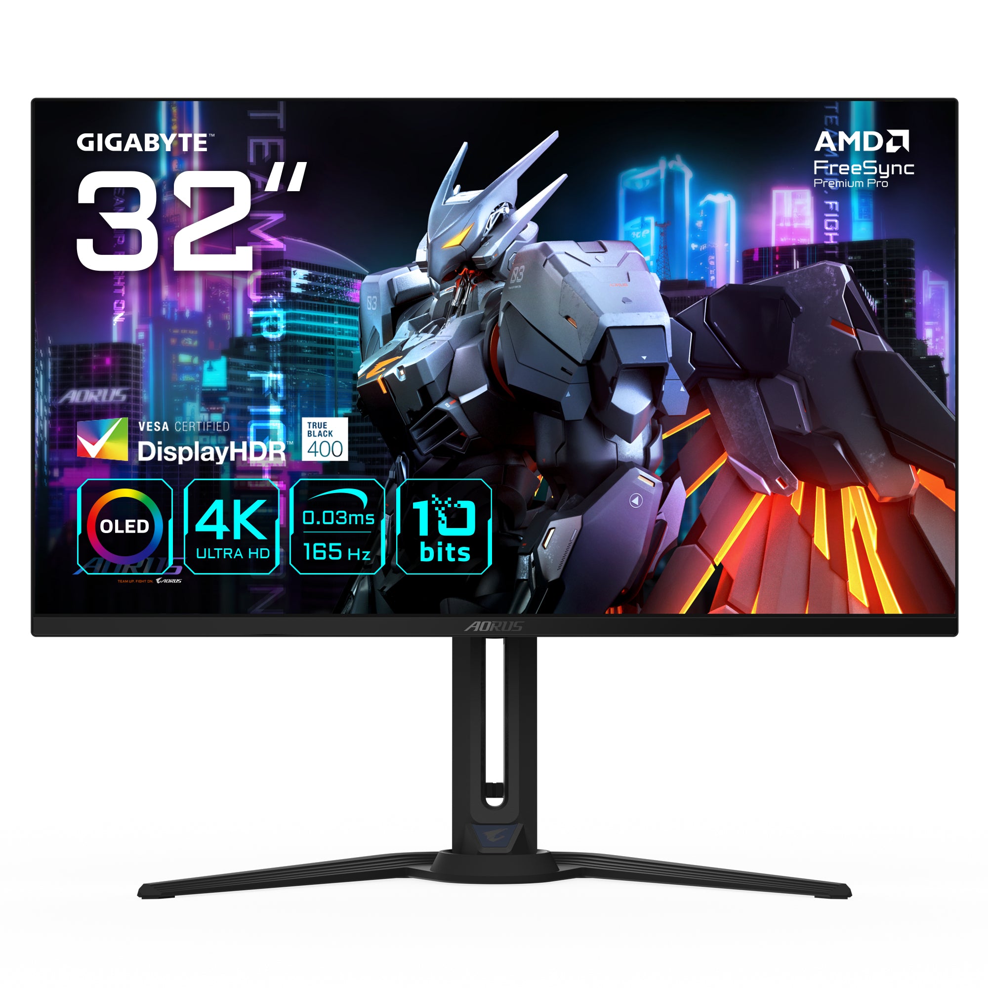 GIGABYTE AORUS FO32U 31,5” Moniteur de jeu UHD - 3840 x 2160 (UHD), 165Hz, 0,03ms, 250 cd/m², FreeSync Premium Pro, DisplayHDR True Black 400, HDMI 2.1, DisplayPort 1.4