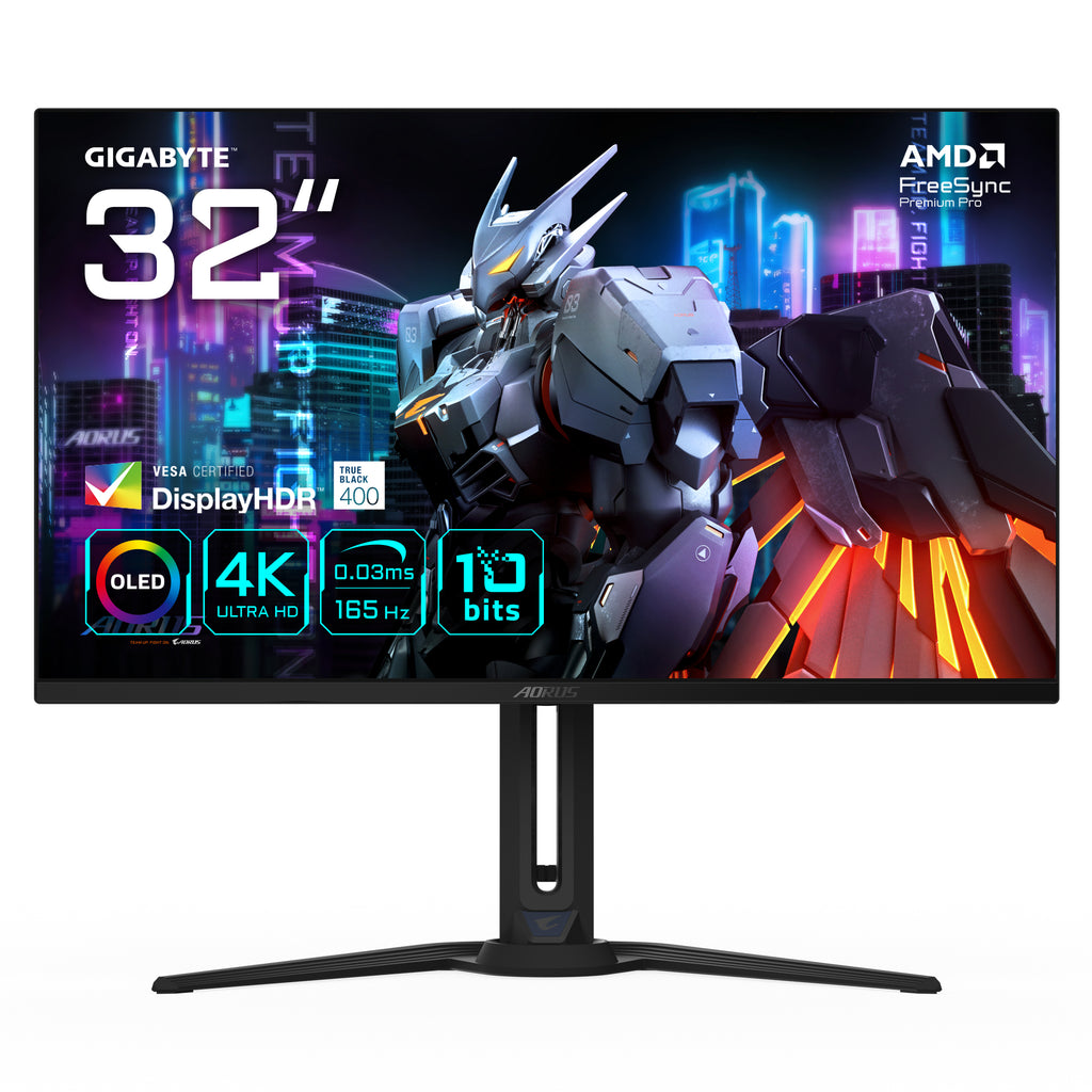 GIGABYTE AORUS FO32U 31,5” Moniteur de jeu UHD - 3840 x 2160 (UHD), 165Hz, 0,03ms, 250 cd/m², FreeSync Premium Pro, DisplayHDR True Black 400, HDMI 2.1, DisplayPort 1.4