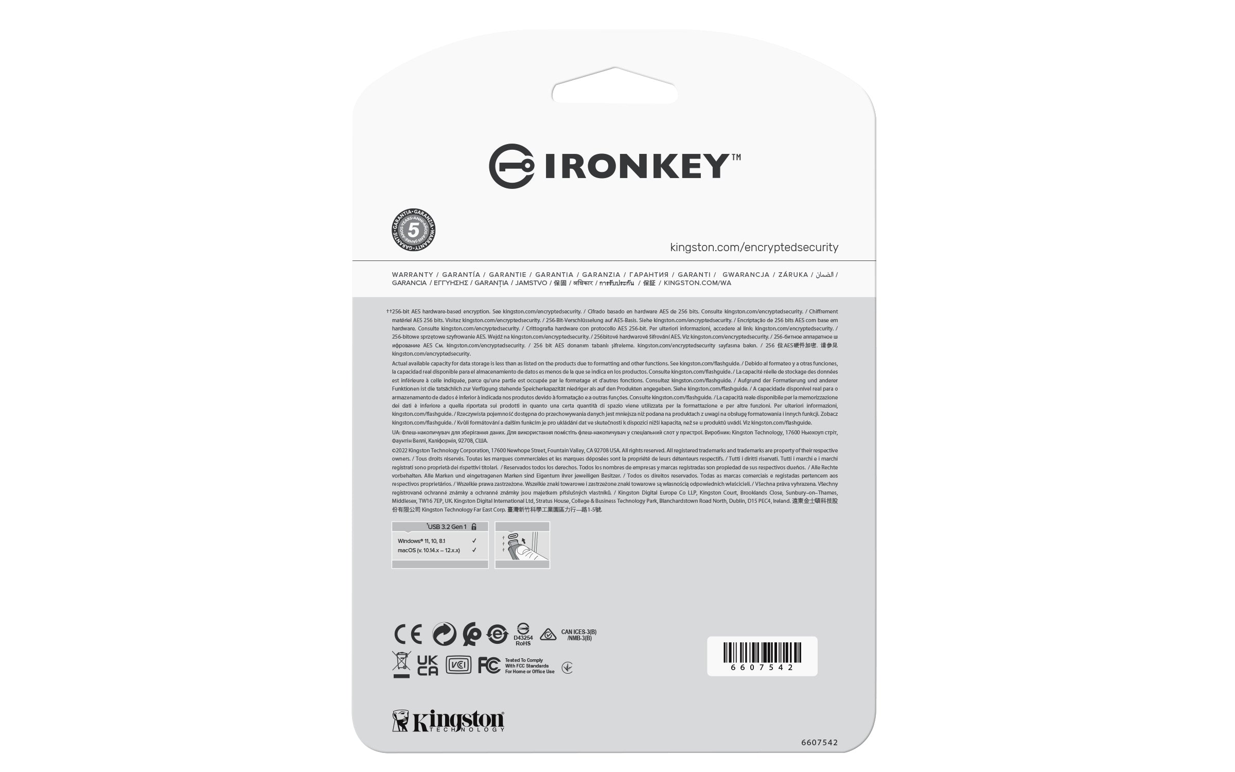 Kingston Technology IronKey 16Go Vault Privacy 50 chiffrée AES-256, FIPS 197