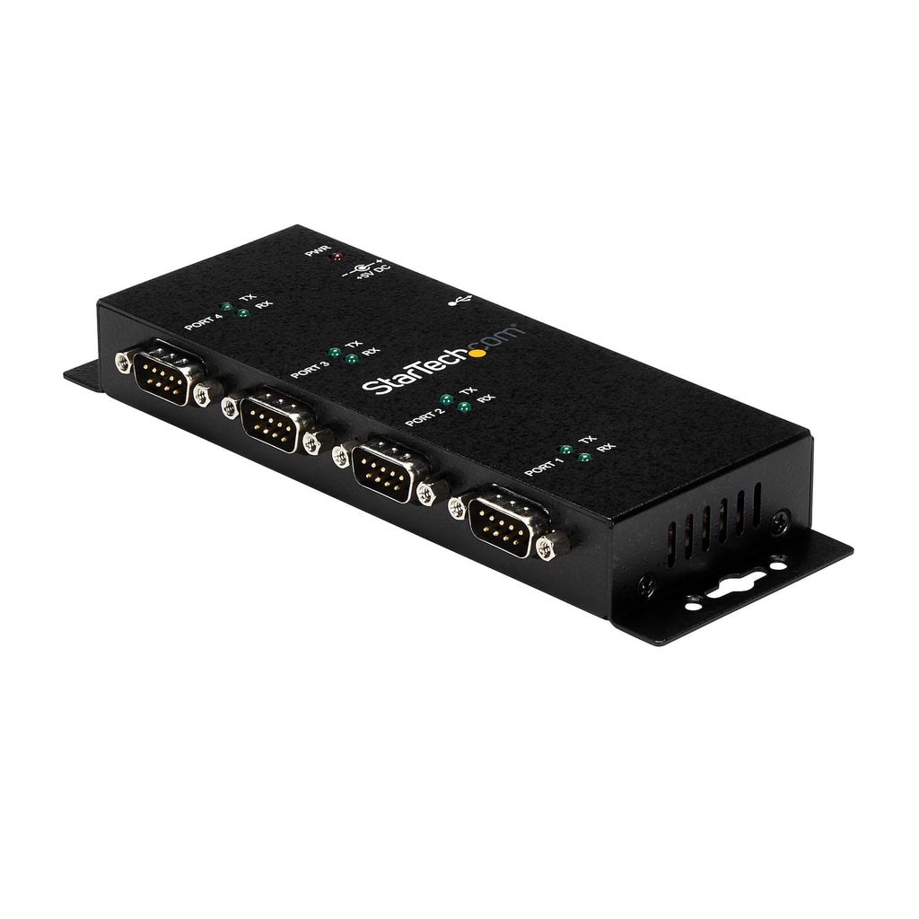 StarTech.com Hub Adaptateur USB vers Série DB9 RS232 4 Ports, Montage Rail DIN et Mural