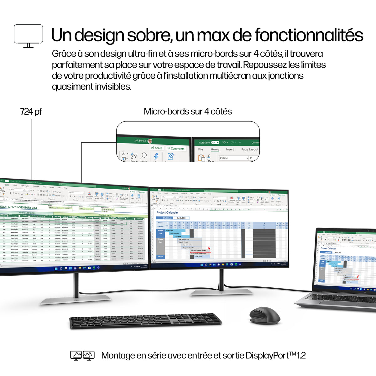 HP Series 7 Pro 724pf Écran Full HD 23,8 pouces Sans PVC