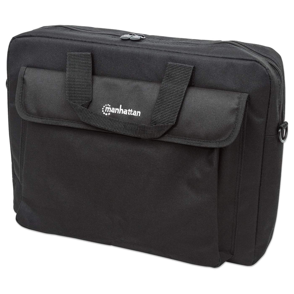 Manhattan Sacoche London pour PC portable 15,6", chargement par le haut, noir, ÉCONOMIQUE, poche accessoires, bandoulière amovible, alternative à Targus TAR300, garantie 3 ans