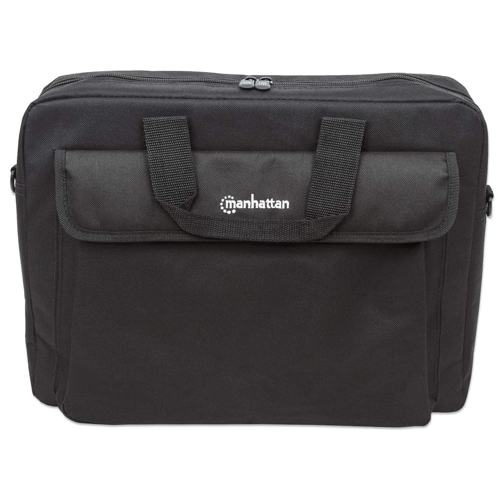 Manhattan Sacoche London pour PC portable 15,6", chargement par le haut, noir, ÉCONOMIQUE, poche accessoires, bandoulière amovible, alternative à Targus TAR300, garantie 3 ans