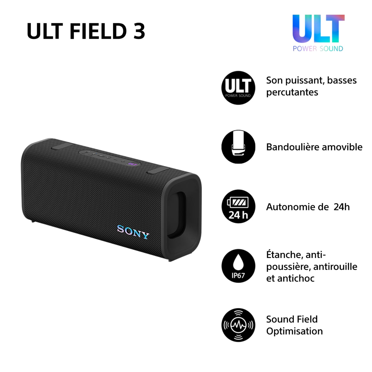 SONY Enceinte Bluetooth portable ULT Field 3 Noir