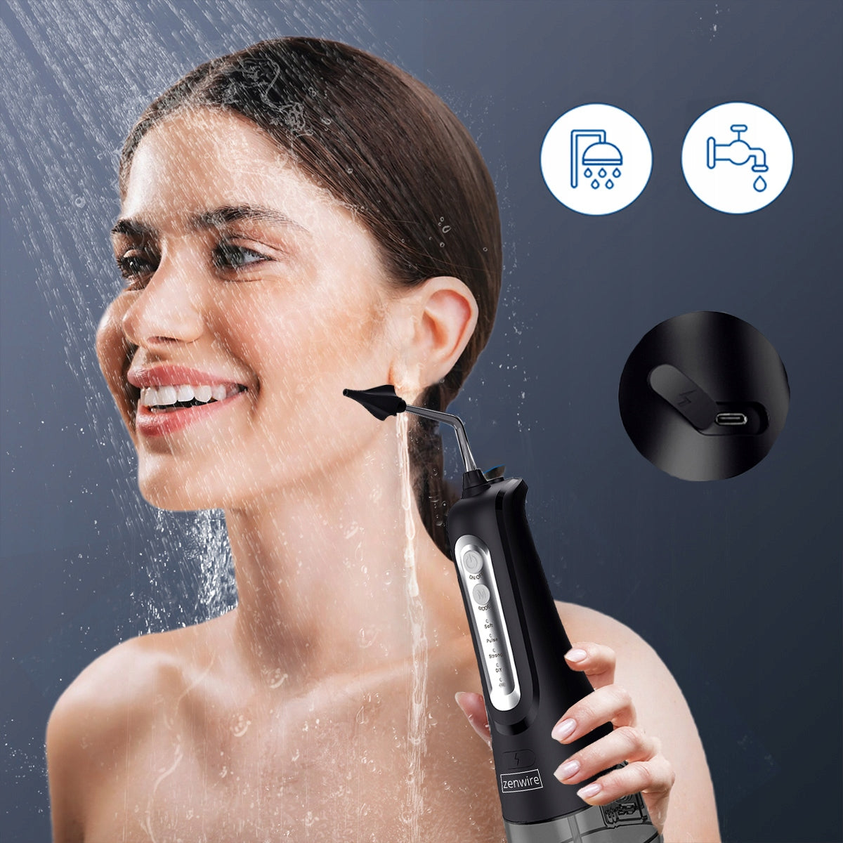 Irrigateur sans fil - Appareil de nettoyage et de rinçage des oreilles pour éliminer le cérumen  Zenwire E5