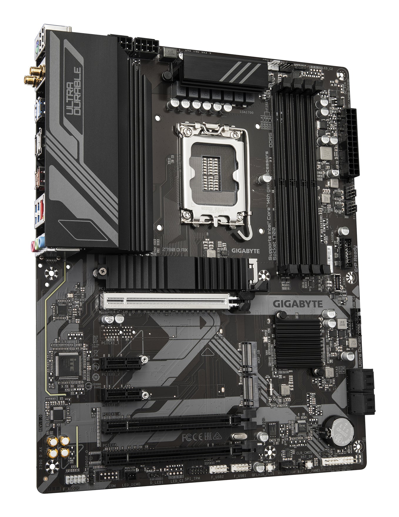 GIGABYTE Z790 D AX Carte Mère - Prend en charge les processeurs Intel Core de 14e génération, VRM numérique 12+1+1 phases, jusqu'à 7600MHz DDR5 (OC), 3xPCIe 4.0 M.2, Wi-Fi 6E, LAN 2.5GbE, USB 3.2 Gen 2