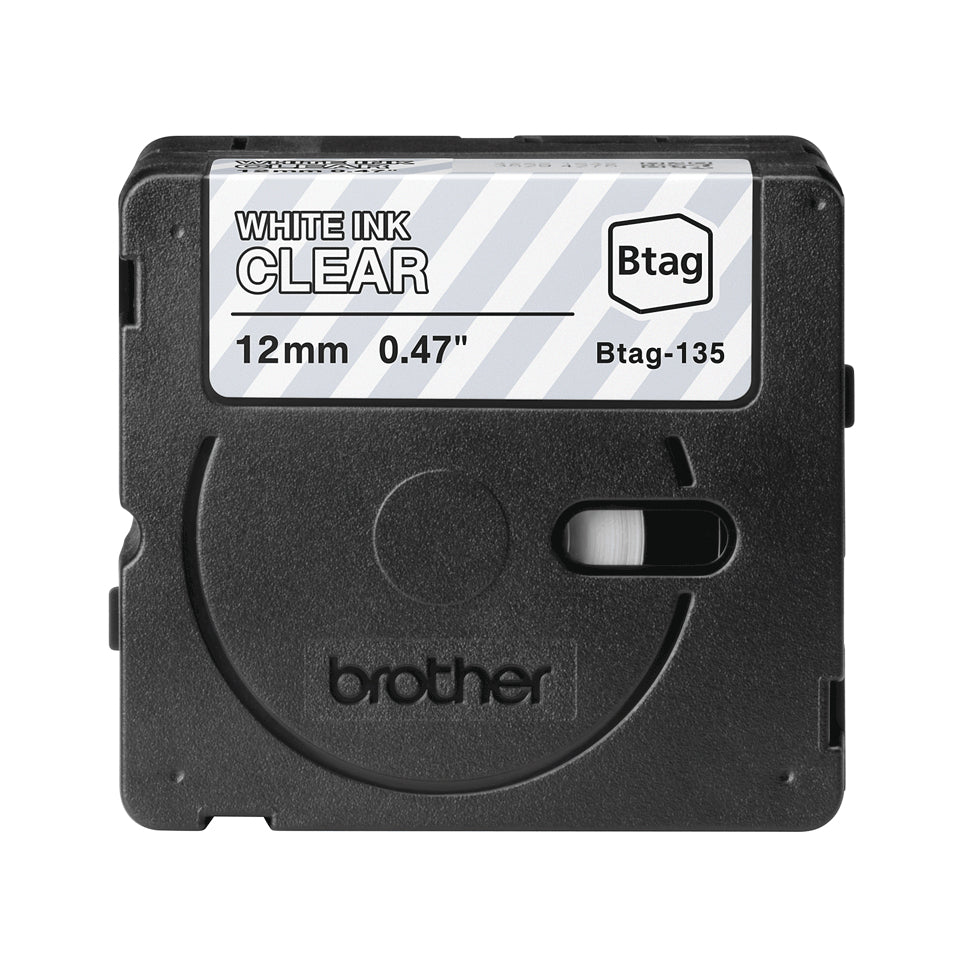 Brother BTAG-135 ruban d'étiquette Blanc sur transparent