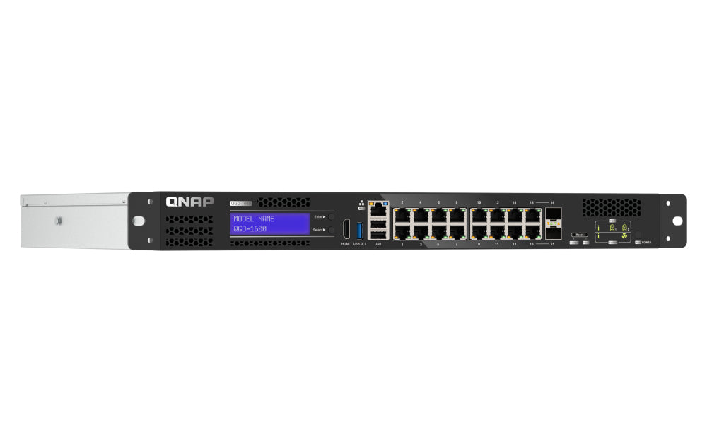 QNAP QGD-1600 Switch Gigabit Ethernet Géré 1U, Noir et Gris