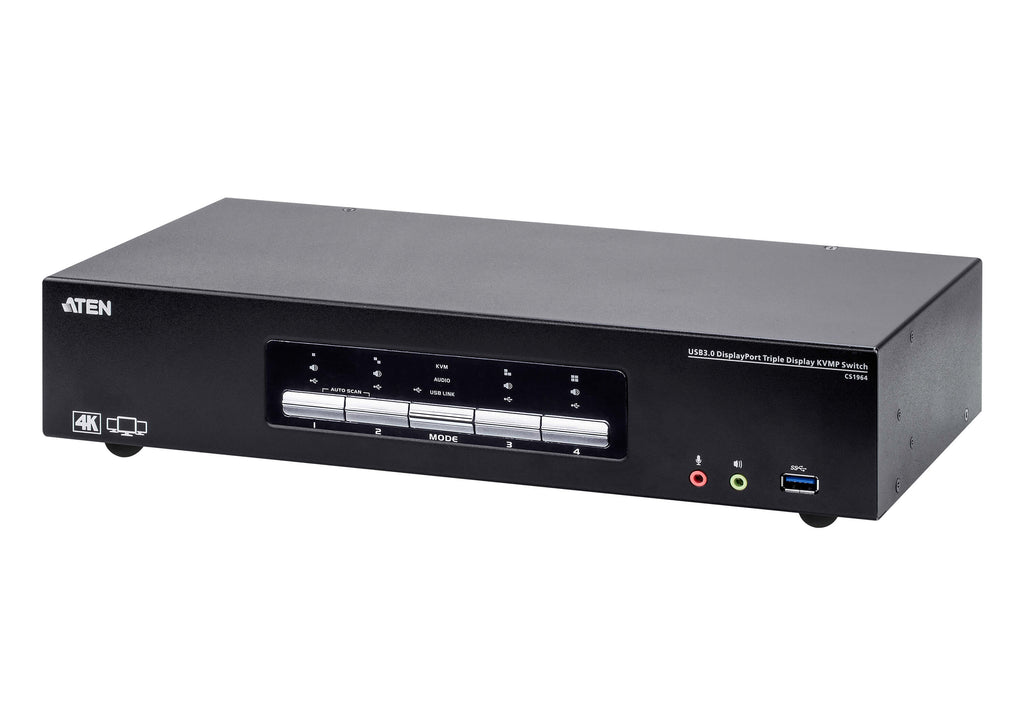 ATEN Commutateur KVMP™ trois affichages DisplayPort 4K 4 ports USB 3.0