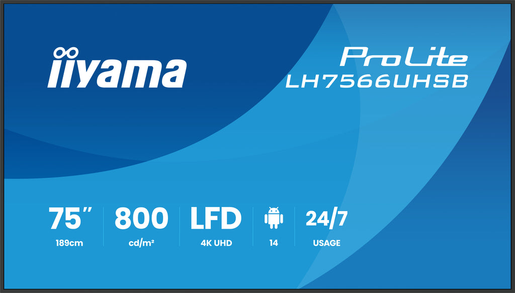 iiyama LH7566UHSB-B1AG Écran d'affichage dynamique Écran plat de signalisation numérique 190,5 cm (75") LCD Wifi 800 cd/