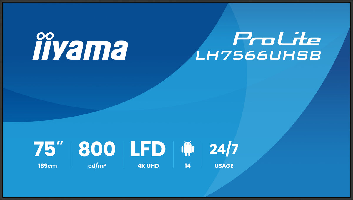 iiyama LH7566UHSB-B1AG Écran d'affichage dynamique Écran plat de signalisation numérique 190,5 cm (75") LCD Wifi 800 cd/