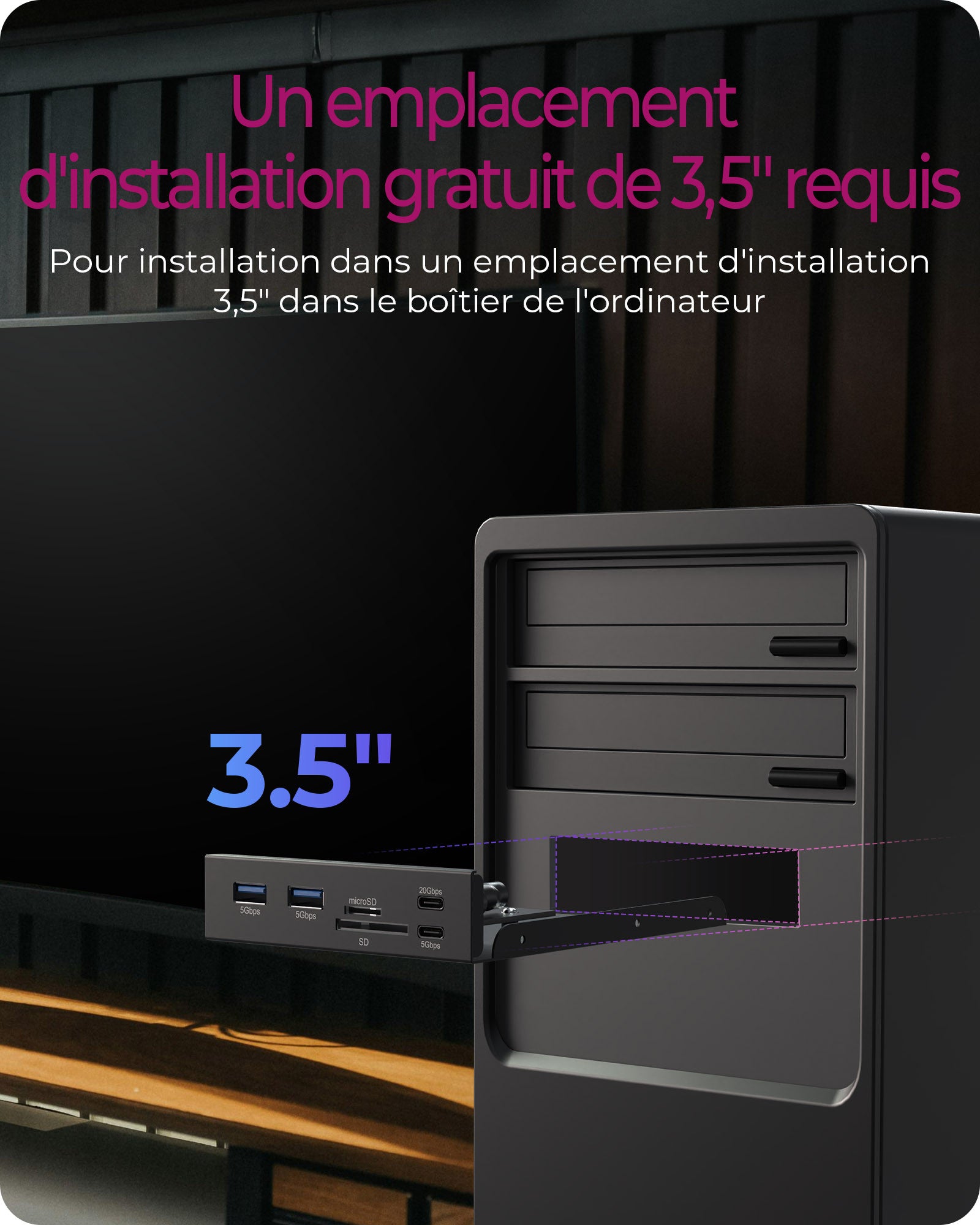 ICY BOX IB-HUB1419-i3 8,89 cm (3.5") Noir