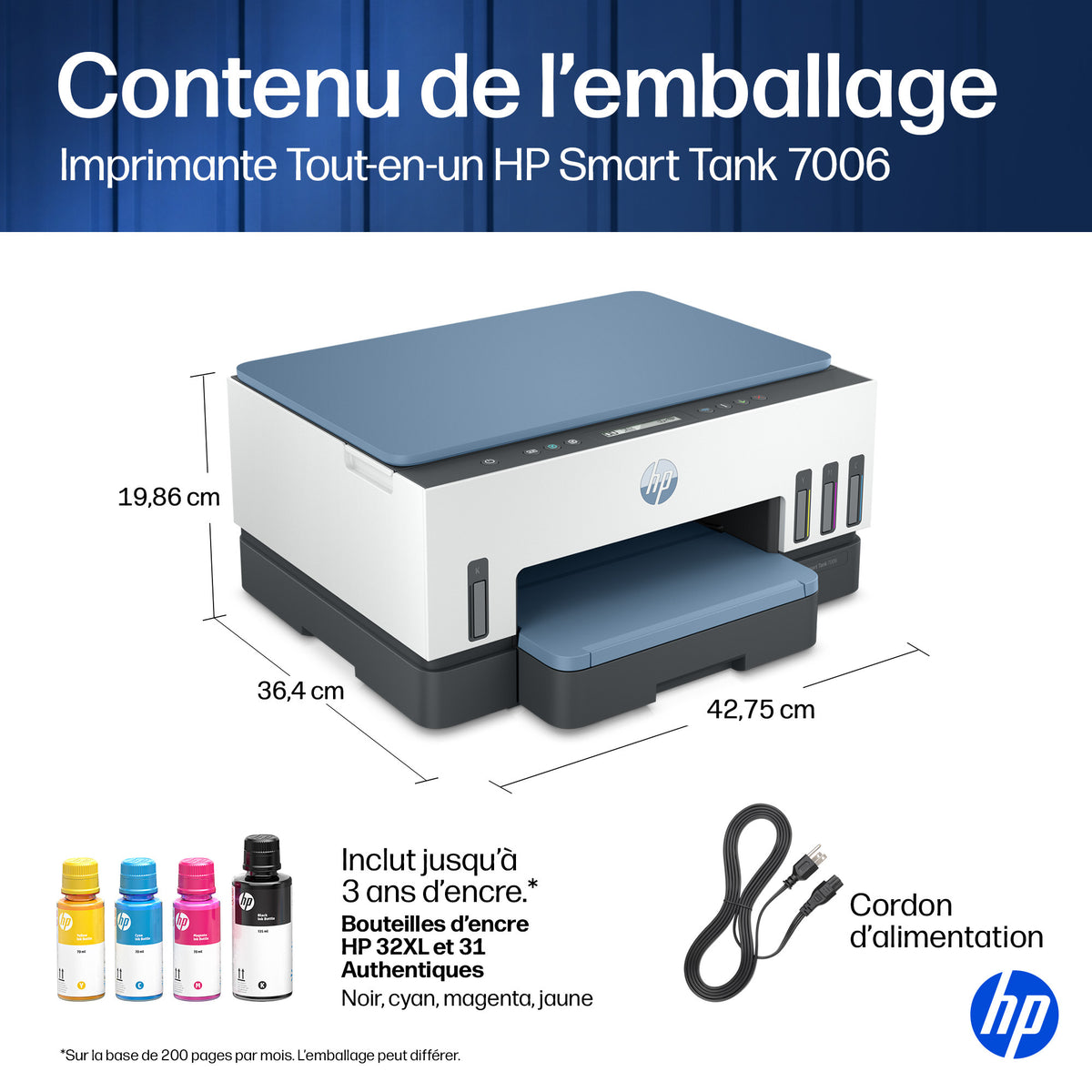 HP Smart Tank 7006 Sans fil All-in-One Couleur Imprimante, Impression recto-verso; copieur, scanner