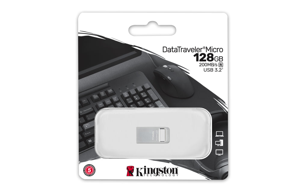 Kingston Technology DataTraveler 128 Go Micro 200 Mo/s Metal USB 3.2 Gen 1