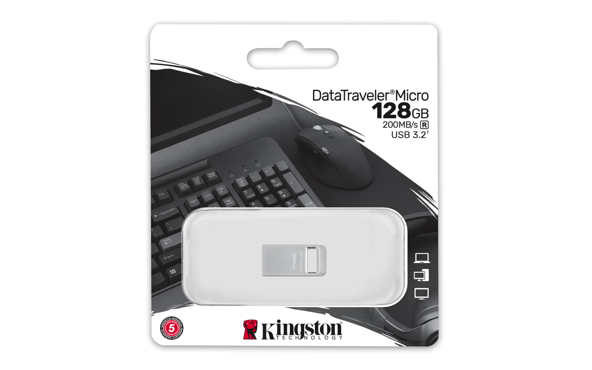 Kingston Technology DataTraveler 128 Go Micro 200 Mo/s Metal USB 3.2 Gen 1