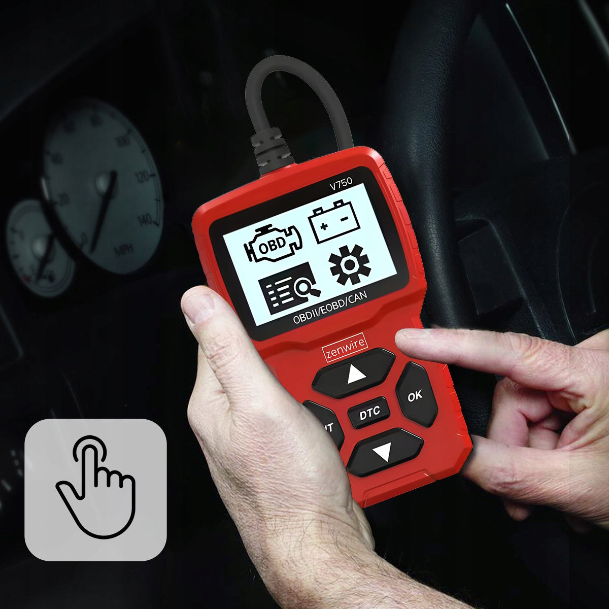 Testeur, interface, scanner, ordinateur, écran de diagnostic OBD2, CAN, VIN, Zenwire V750