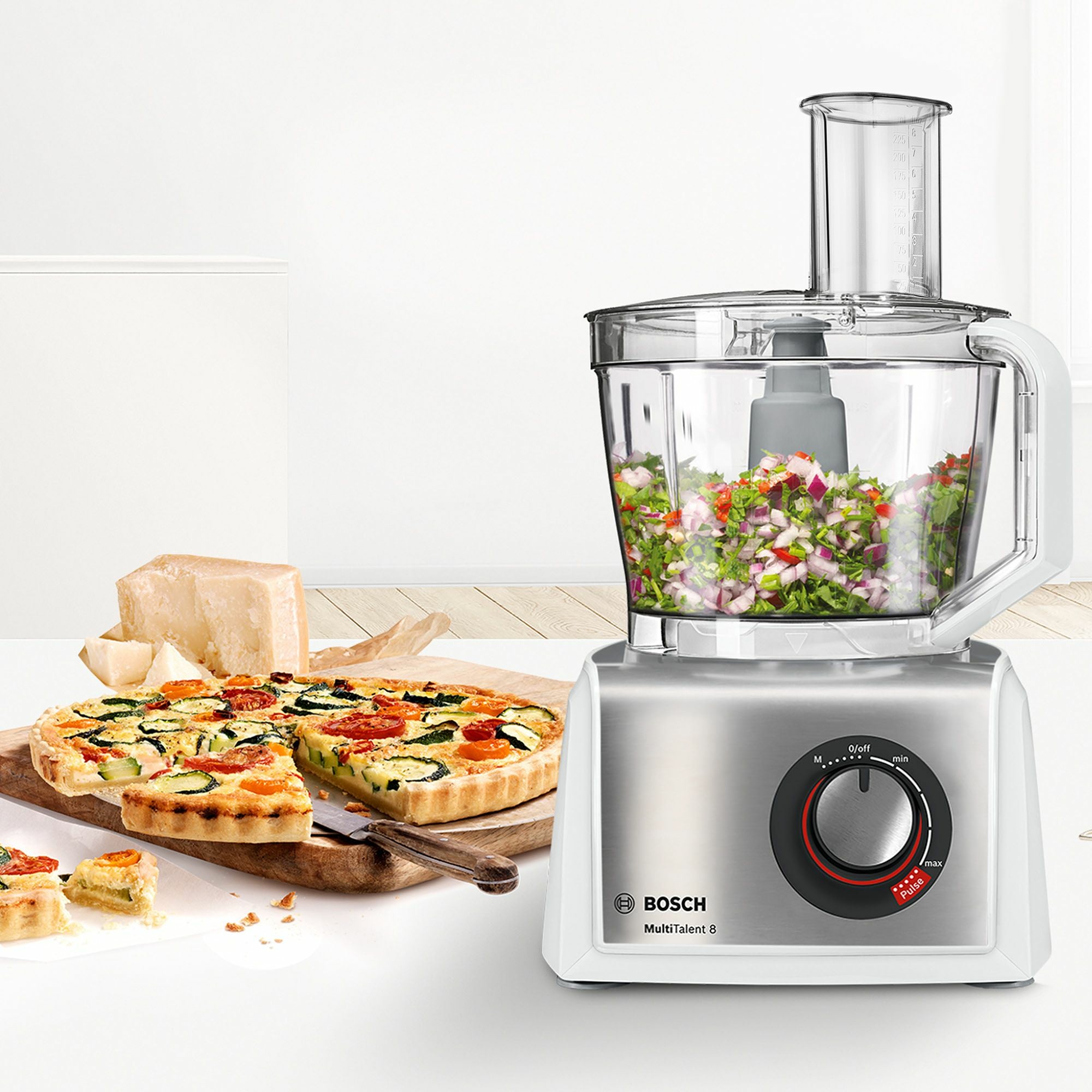 Bosch Bosch MC812S814 robot de cuisine 1250 W 3,9 L Acier inoxydable, Blanc