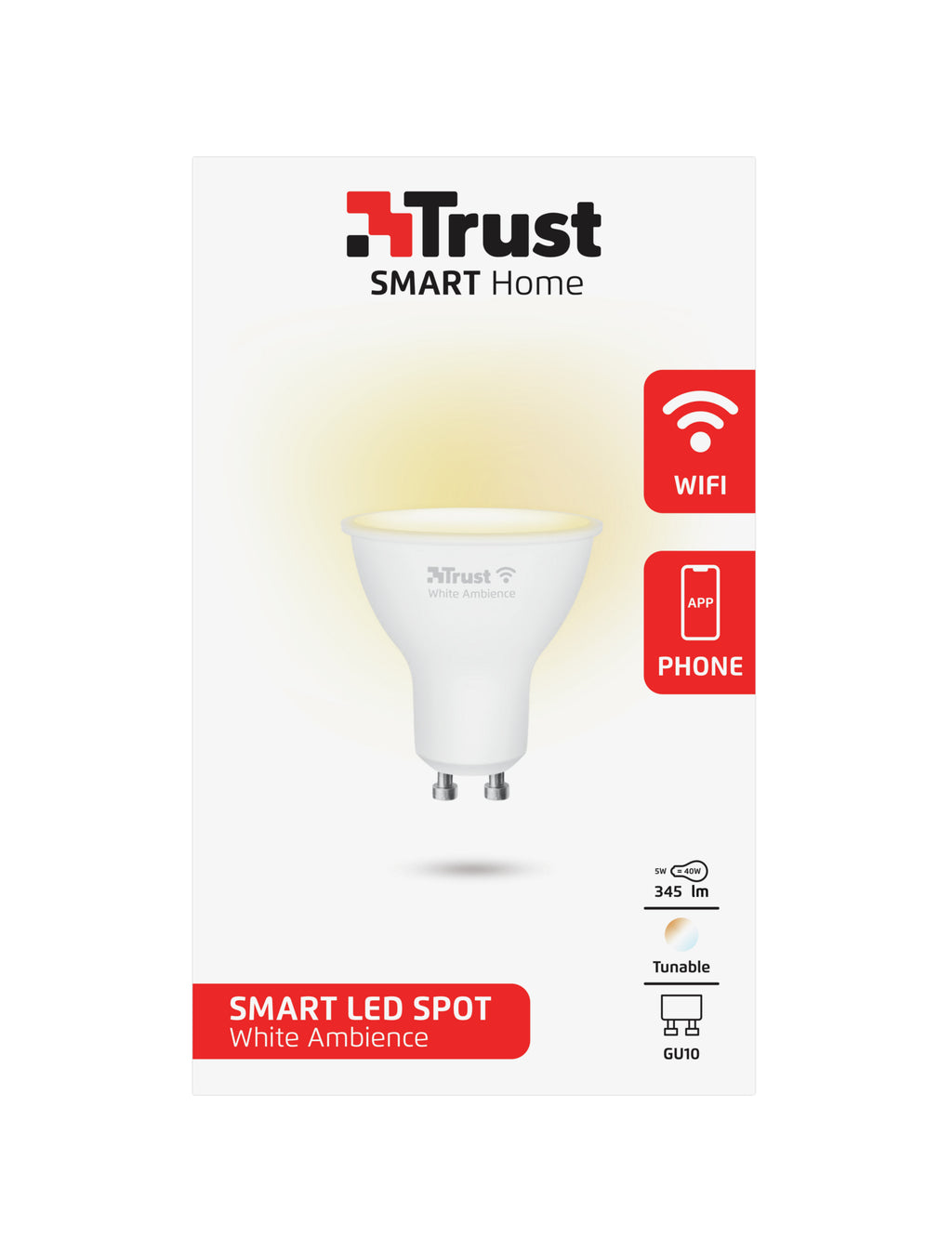 Trust 71283 Ampoule Intelligente Wi-Fi, Blanc