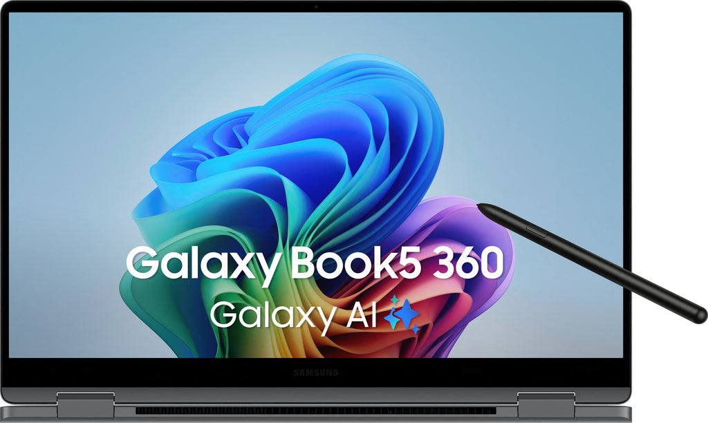 Samsung Galaxy Book5 360 Intel Core Ultra 7 256V Hybride (2-en-1) 39,6 cm (15.6") Écran tactile Full HD 16 Go LPDDR5x-SDRAM 512 Go SSD Wi-Fi 7 (802.11be) Windows 11 Pro Allemand Gris