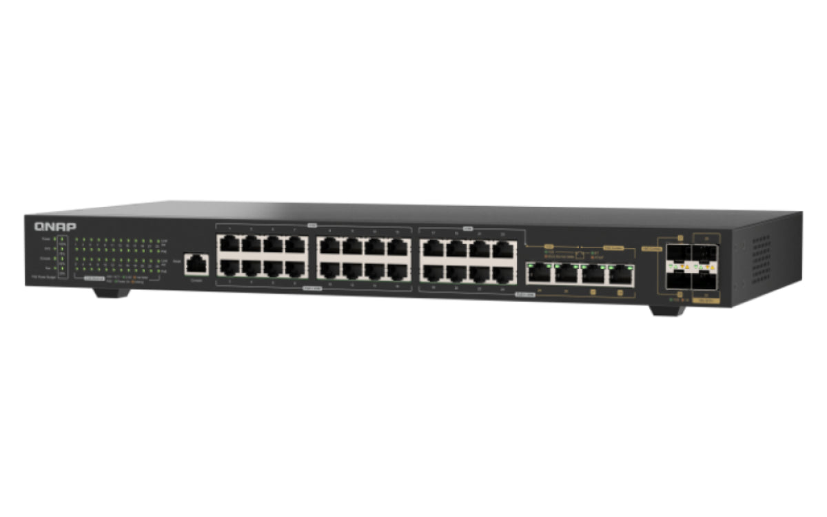 QSW-M2130P-2C2S26T, Management Switch, 24x 2.5GbE RJ45 PoE + 2x 10GbE RJ45 + 2x 10GbE SFP+ + 2x 10GbE Combo