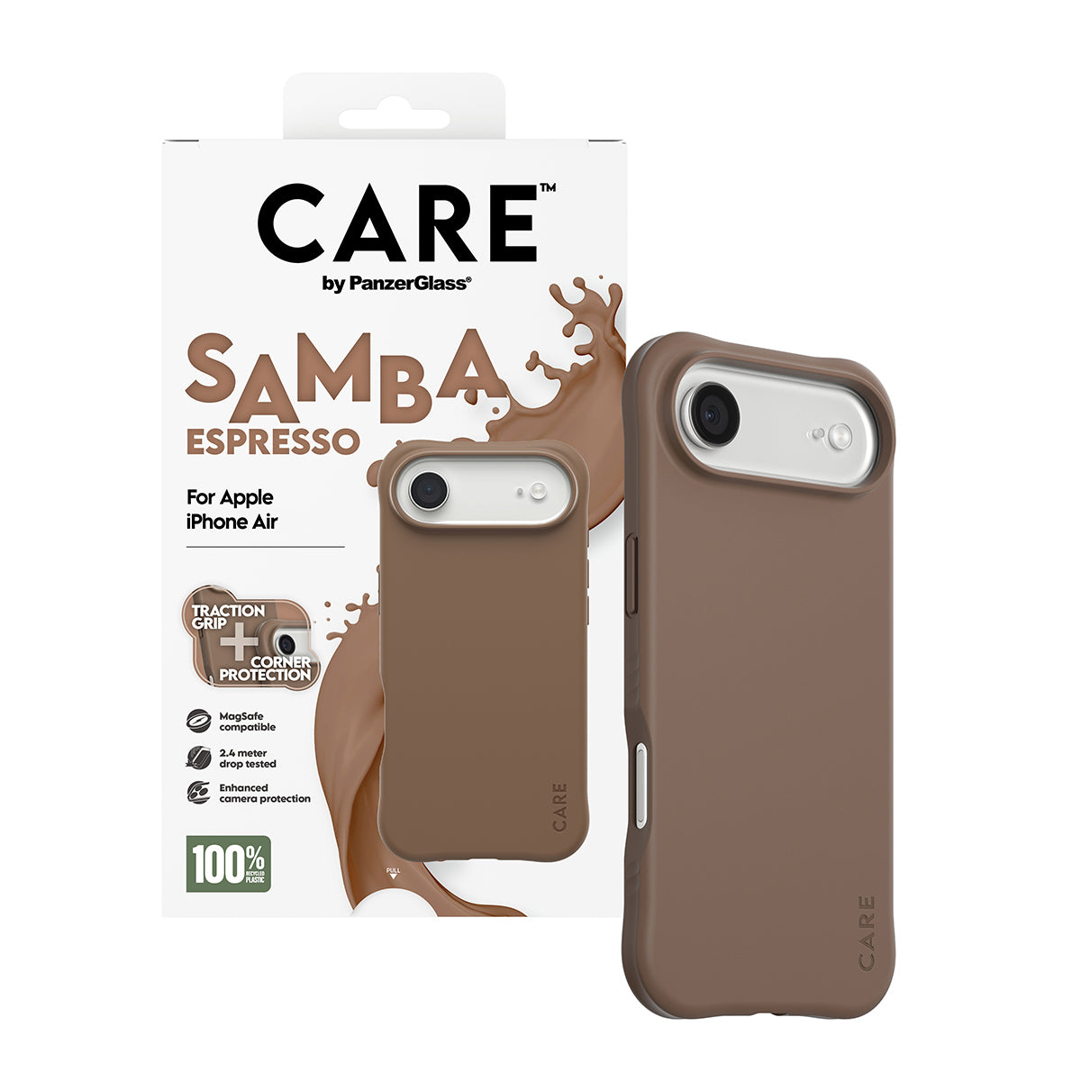 PanzerGlass CARE™ by ® Samba Case Espresso w. MagSafe iPhone Air coque de protection pour téléphones portables Housse Marron