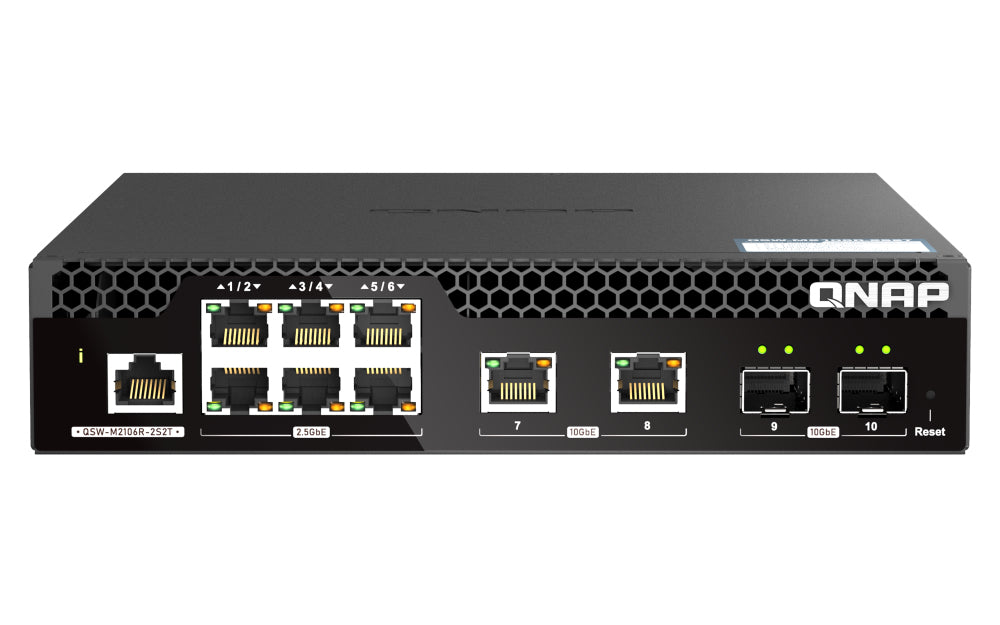 QNAP QSW-M2106R-2S2T Commutateur Réseau Géré L2 10G Ethernet 1U Noir