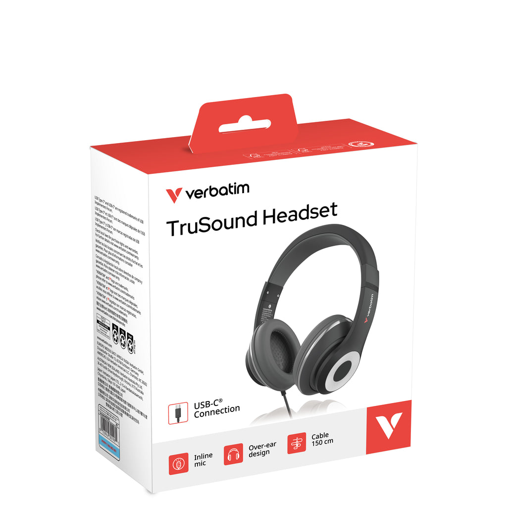 Verbatim 30198 Casque Filaire USB Type-C, Arceau, Noir