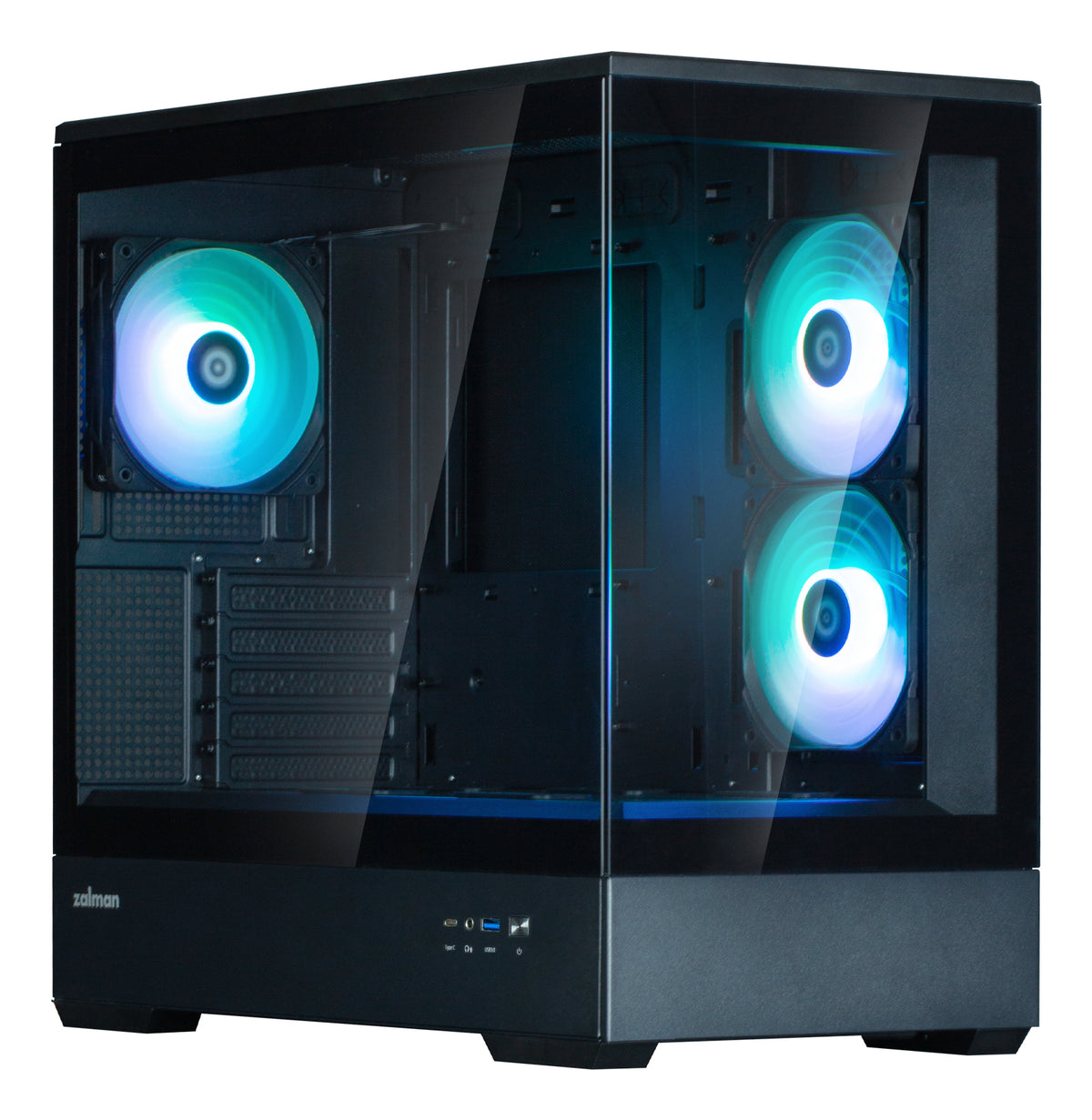 Zalman P30 V2 Boîtier Mini Tower Noir, Vue Panoramique Verre Trempé, 3 Ventilateurs ARGB