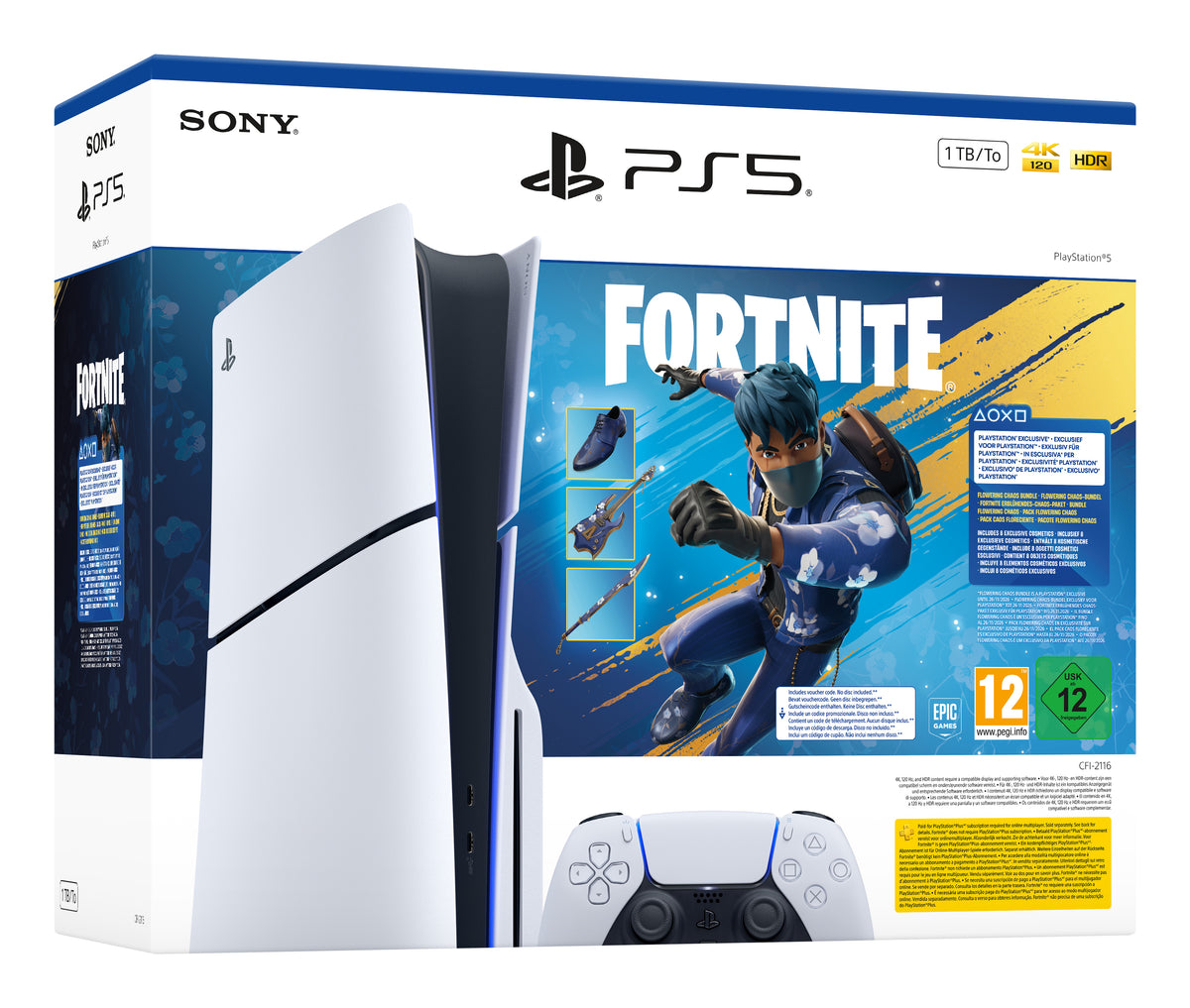 Sony PlayStation 5 - Fortnite Flowering Chaos Bundle 1,02 To Wi-Fi, Blanc