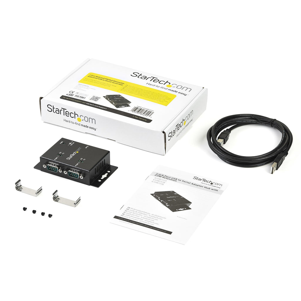 StarTech.com Hub adaptateur industriel USB vers série 2 ports à fixation murale avec clips de rail DIN - vue 6