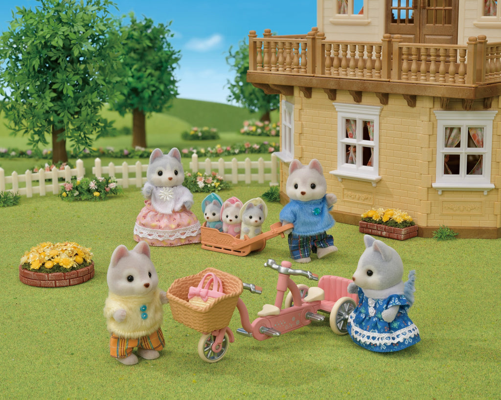 Sylvanian Families Les frères et sœurs husky et leur tandem