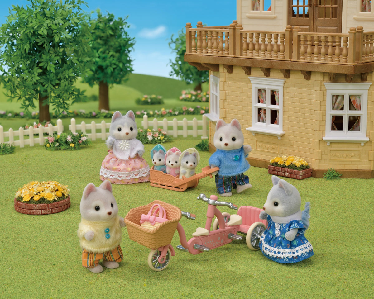 Sylvanian Families Les frères et sœurs husky et leur tandem