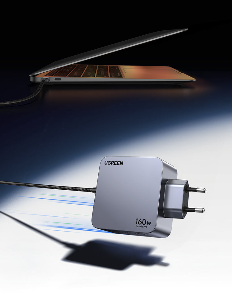 Ugreen Nexode Pro 160W GaN Charger with USB-C Cable Universel Noir, Gris Secteur Charge rapide Intérieure
