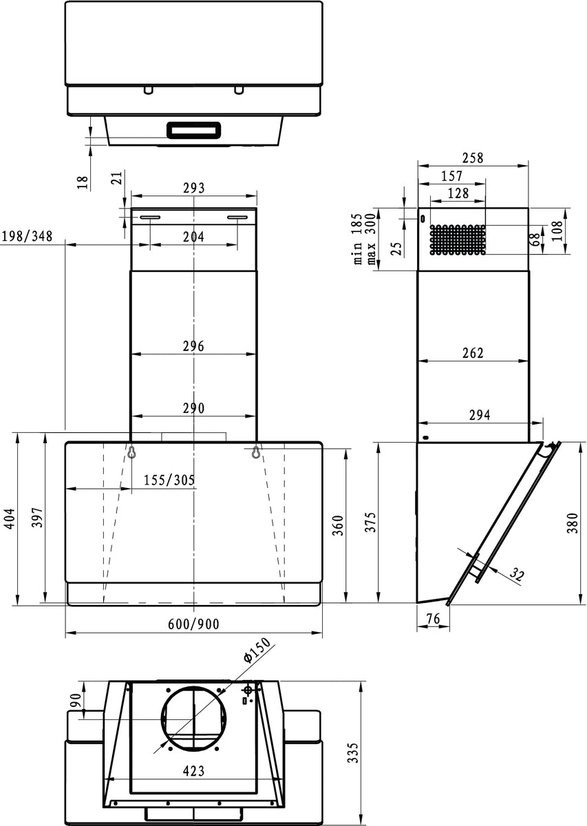 Gorenje WHI649EXBG Montée au mur Argent, Acier inoxydable 608 m³/h