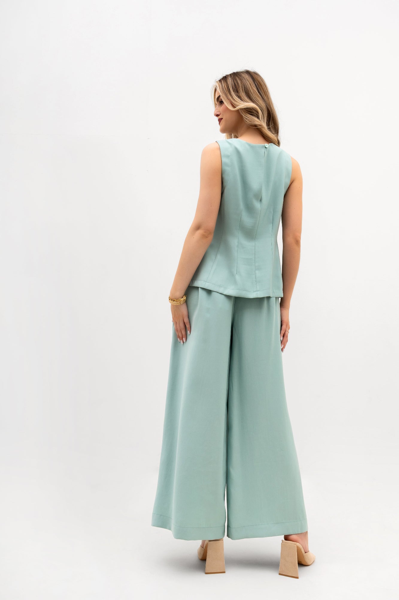 Pantalon large pour femme à plis - coupe élégante avec élastique à la taille