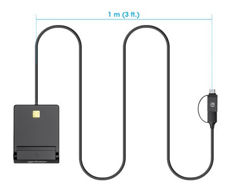 Manhattan Lecteur de cartes à puce combiné USB-C/USB-A, connecteurs USB 2.0 Type-C et Type-A vers interface de lecture à