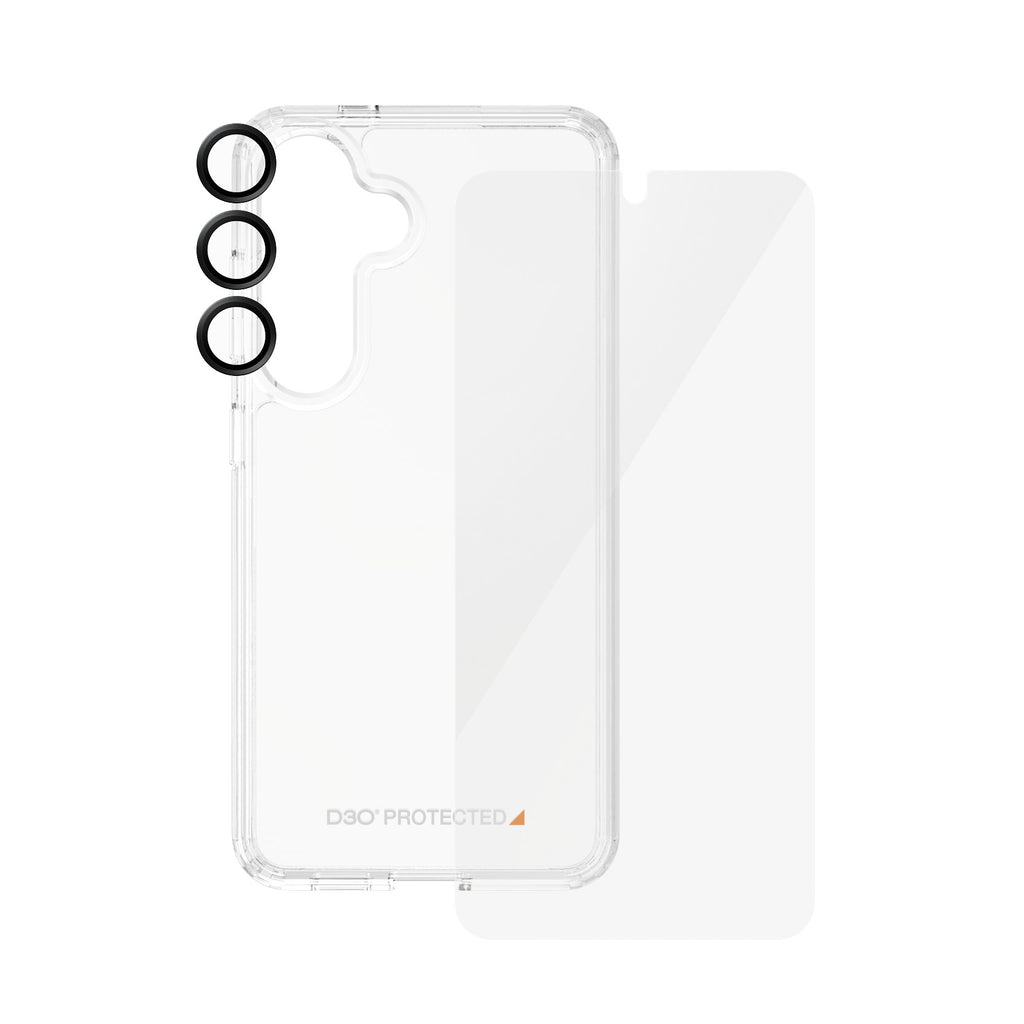 PanzerGlass Pack de Protection 3-en-1 pour Samsung Galaxy S24, Ultra-Wide Fit avec EasyAligner, Transparent