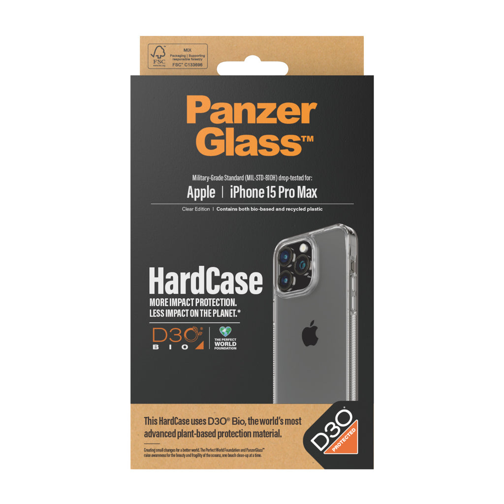 PanzerGlass HardCase Transparent avec D3O pour iPhone 15 Pro Max, Coque de Protection