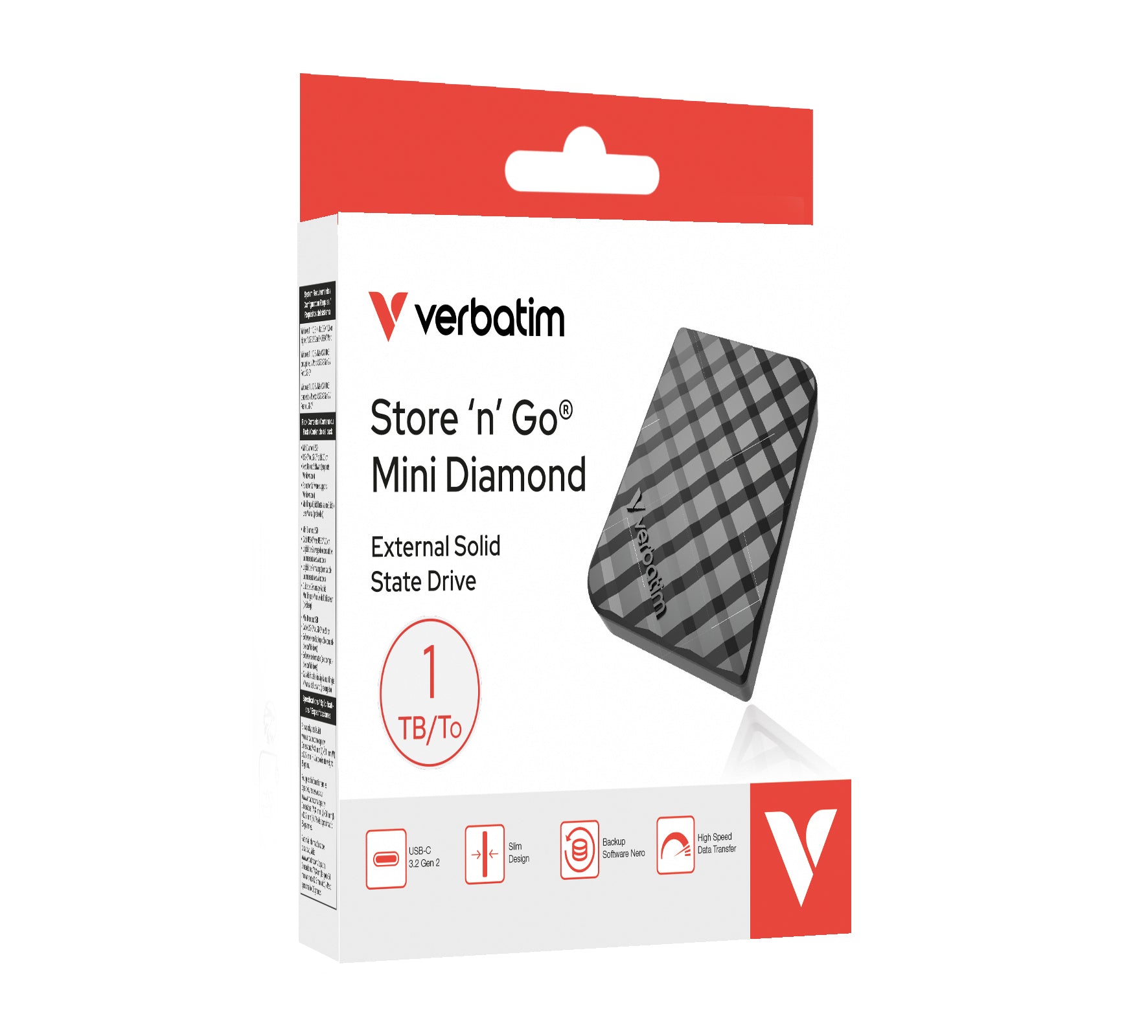 Verbatim Store 'n' Go Mini Diamond 1 To USB Type-C 3.2 Gen 2 (3.1 Gen 2) Noir