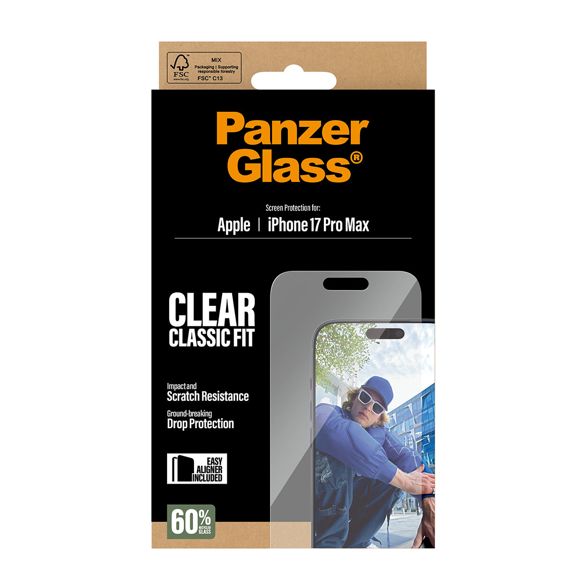 PanzerGlass ® Screen Protector iPhone 17 Pro Max | Classic Fit w. EasyAligner Protection d'écran transparent Apple 1 pièce(s)