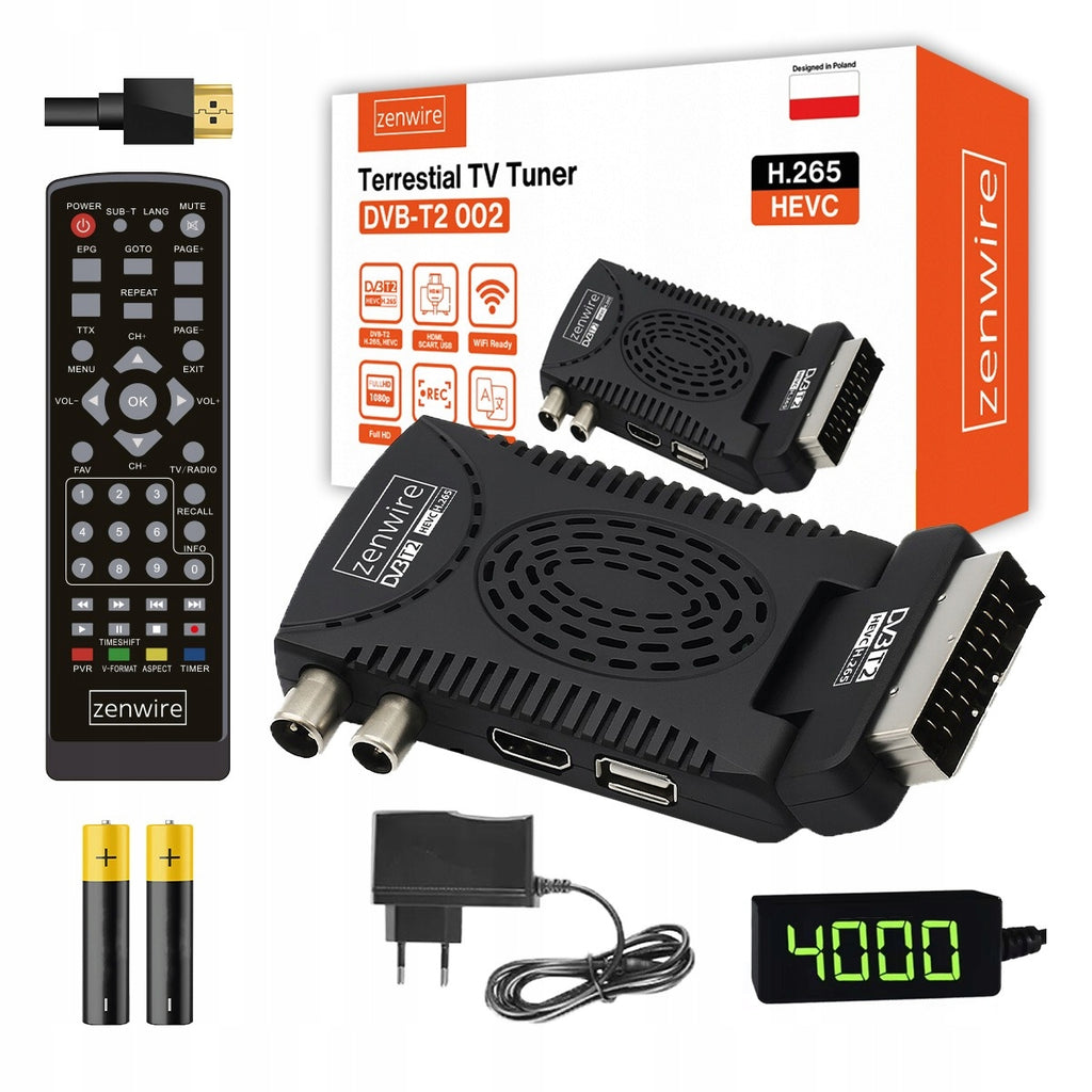 Récepteur satellite DVB-T2 HEVC H.265 WiFi pour la télévision terrestre Zenwire DVB-T2 Zenwire 002