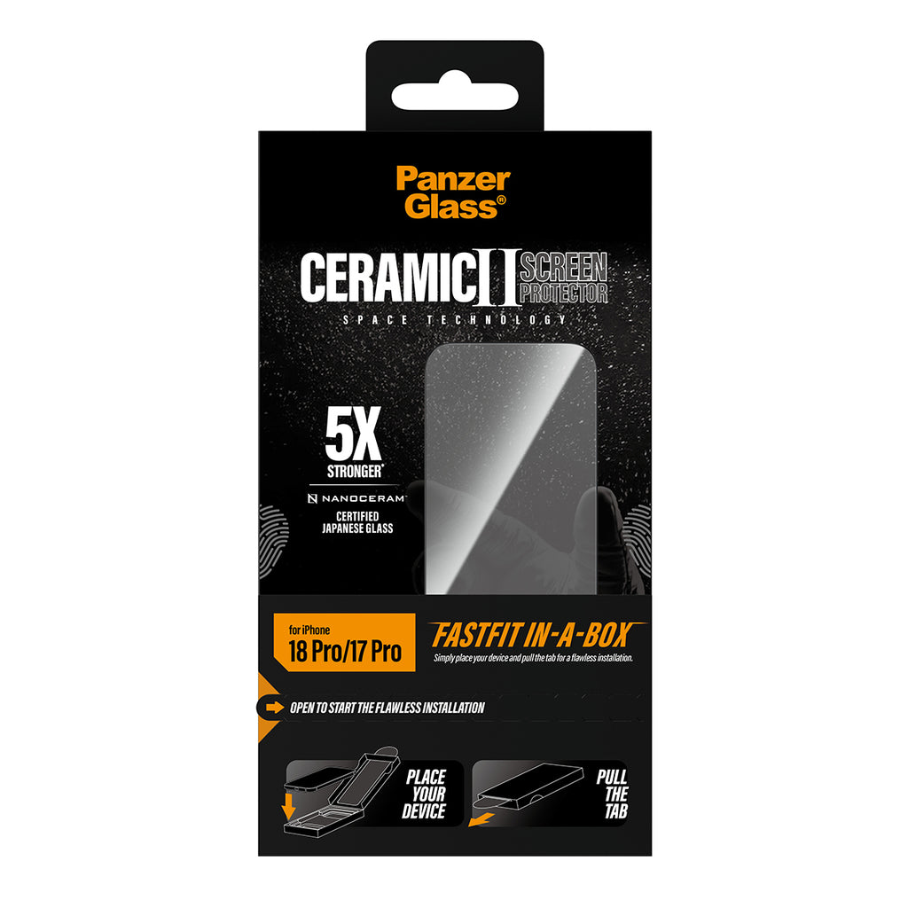 PanzerGlass ® Ceramic Screen Protector iPhone 2026 Pro | 17 Pro w. FASTFIT IN-A-BOX Protection d'écran transparent 1 piè