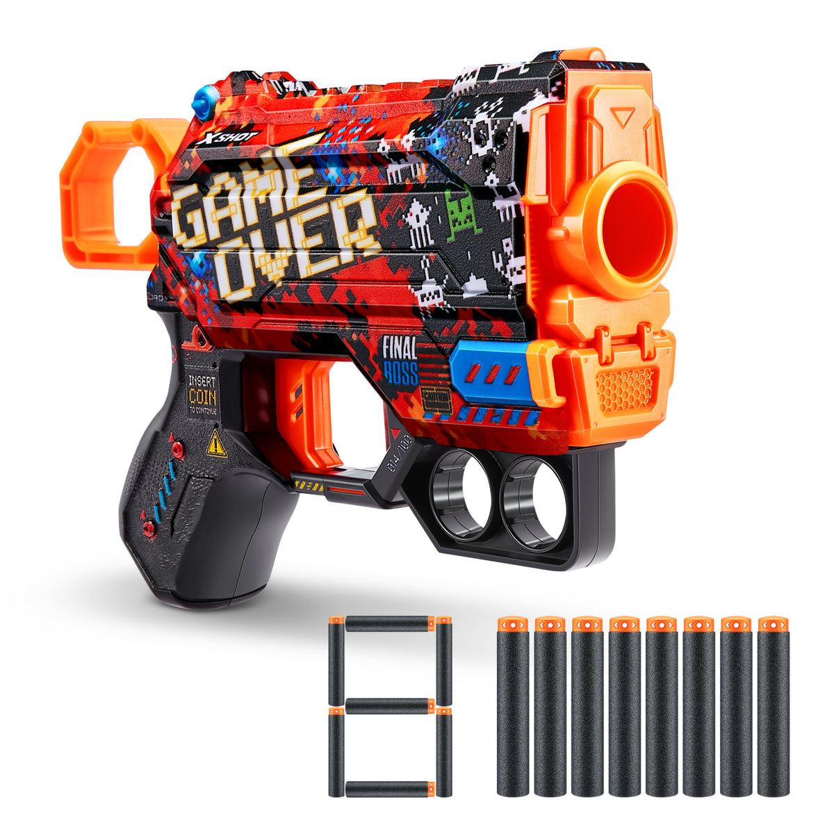 XSHOT Pistolet à fléchettes Menace Skins (8 fléchettes) ZURU