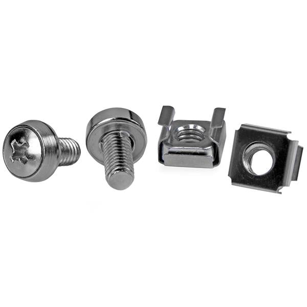 StarTech.com Lot de 50 Vis M6 de 12mm, Écrous Cage à Trou Carré et Outil d'Installation, Kit de Fixation pour Baies de Serveurs, Armoires et Boîtiers de 19" ou 10", Argent - TAA