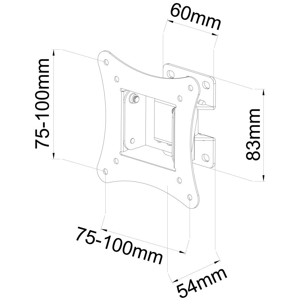 Support Mural pour Écran ICA-LCD-901 76,2 cm (30") Noir