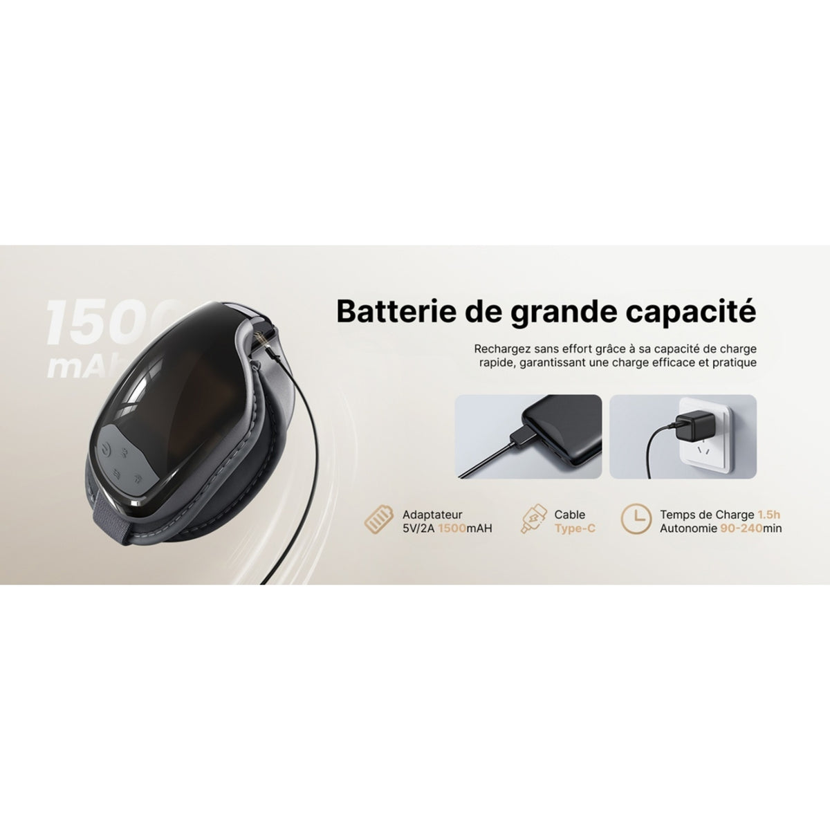 Renpho Masseur oculaire Eyeris 3 Noir